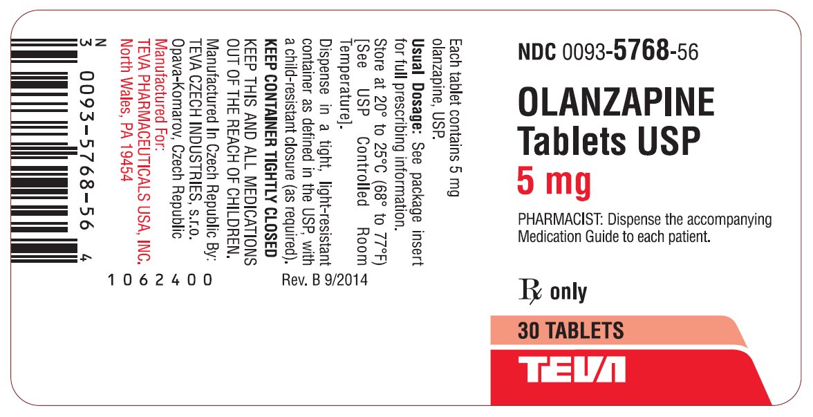 Olanzapine Tablets USP 5mg 30s Label