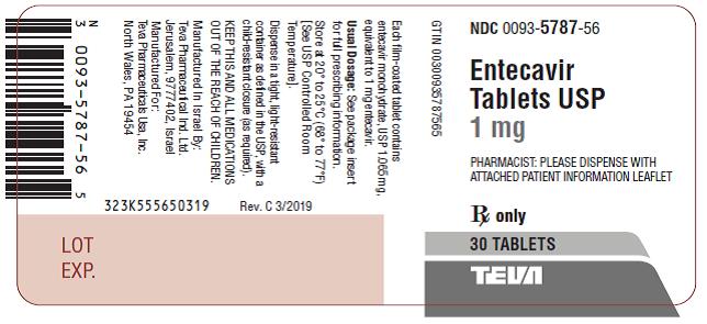 Entecavir Tablets USP 1 mg, 30s Label