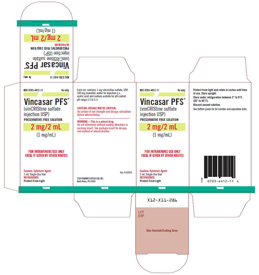 Vincasar PFS® (vincristine sulfate injection USP) 1 mg/mL, 2 mL Single-Dose Vial Carton