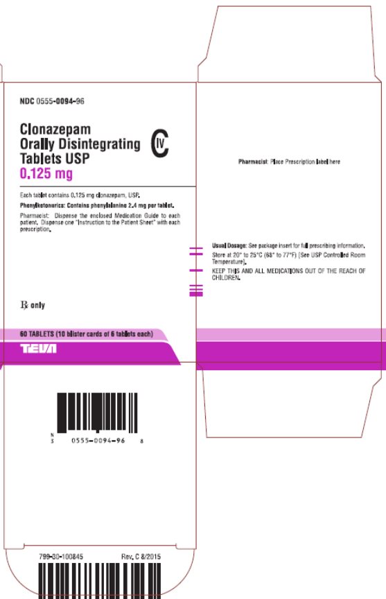 Clonazepam Orally Disintegrating Tablets USP CIV 0.125 mg 60s Carton, Page 2 of 2