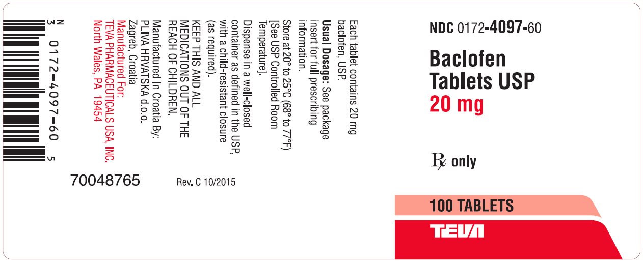 Baclofen Tablets USP 20 mg 100s Label