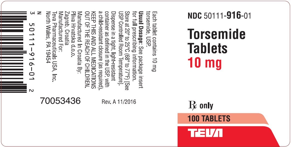 Torsemide Tablets 10 mg, 100s Label