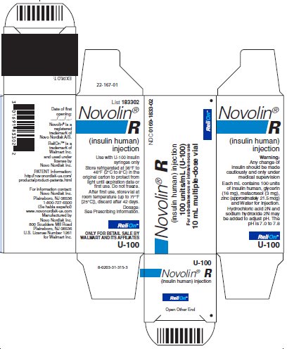 Image of Novolin R vial carton - ReliOn