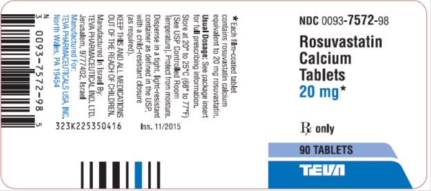 Rosuvastatin Calcium Tablets 20 mg, 90s Label