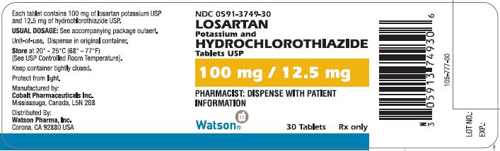 NDC 0591-3749-30
LOSARTAN Potassium and HYDROCHLOROTHIAZDE Tablets USP 
100 mg/12.5 mg
