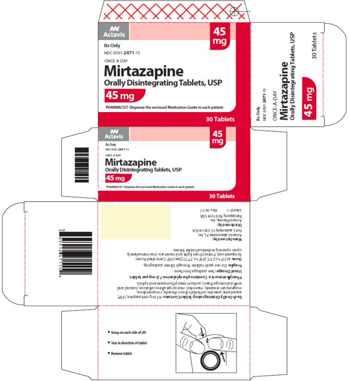 PRINCIPAL DISPLAY PANEL NDC 0591-2471-15 ONCE-A-DAY Mirtazapine Orally Disintegrating Tablets, USP 45 mg 30 Tablets Rx Only