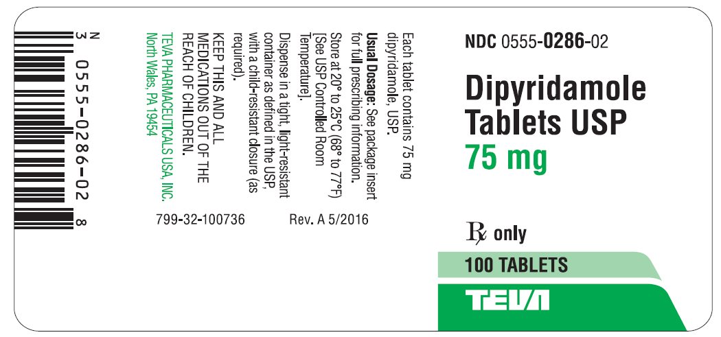 Dipyridamole Tablets USP 75 mg 100s Label