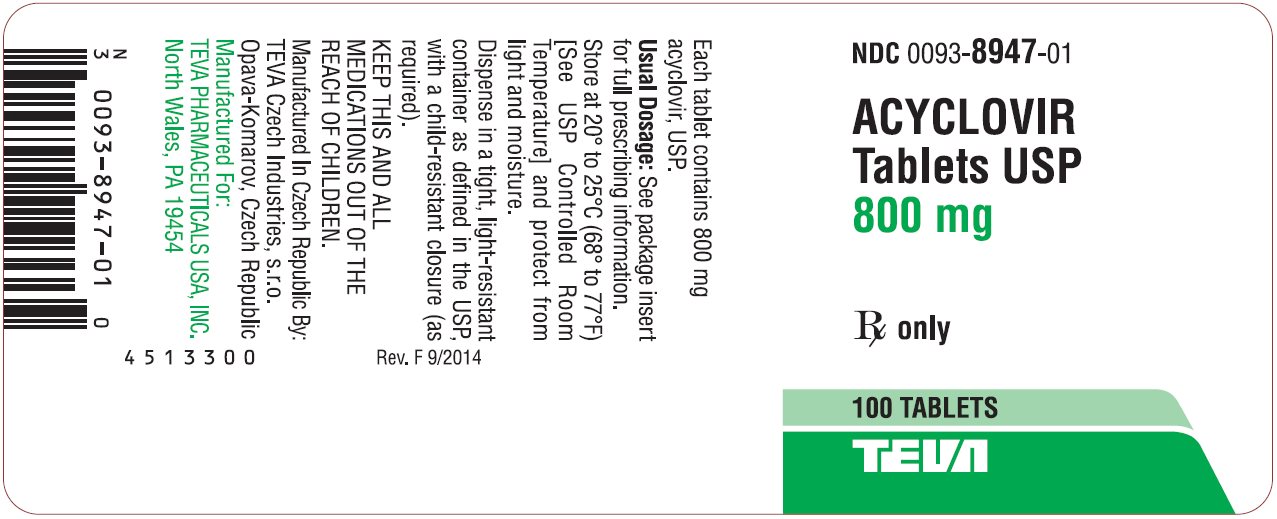 Acyclovir Tablets USP 800 mg 100s Label