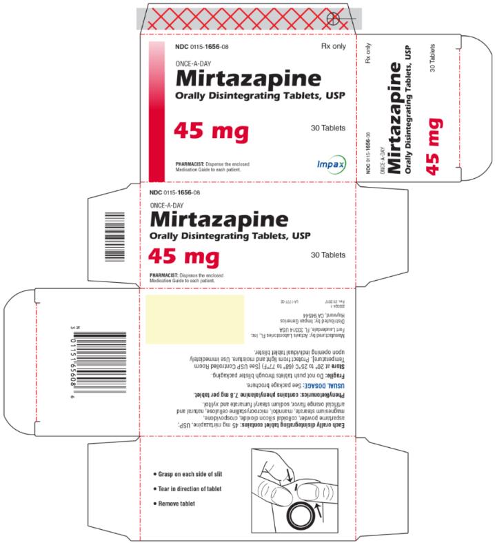 PRINCIPAL DISPLAY PANEL NDC 0115-1656-08 ONCE-A-DAY Mirtazapine Orally Disintegrating Tablets, USP 45 mg 30 Tablets Rx Only