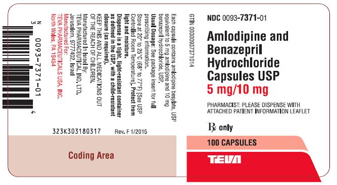 Amlodipine and Benazepril HCl Capsules USP 5 mg/10 mg 100s Label