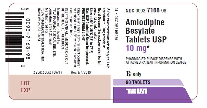 Amlodipine Besylate Tablets USP 10 mg, 90s Label Text