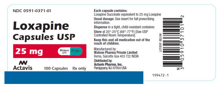 PRINCIPAL DISPLAY PANEL NDC 0591-0371-01 Loxapine Capsules USP 25 mg 100 Capsules Rx Only