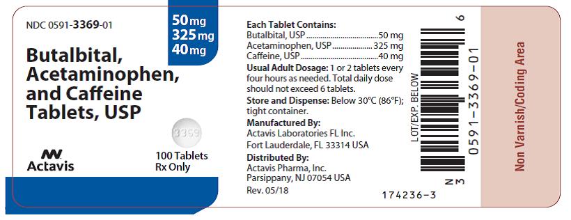 Butalbital, Acetaminophen, and Caffeine Tablets, USP 50 mg 325 mg 40 mg 100s