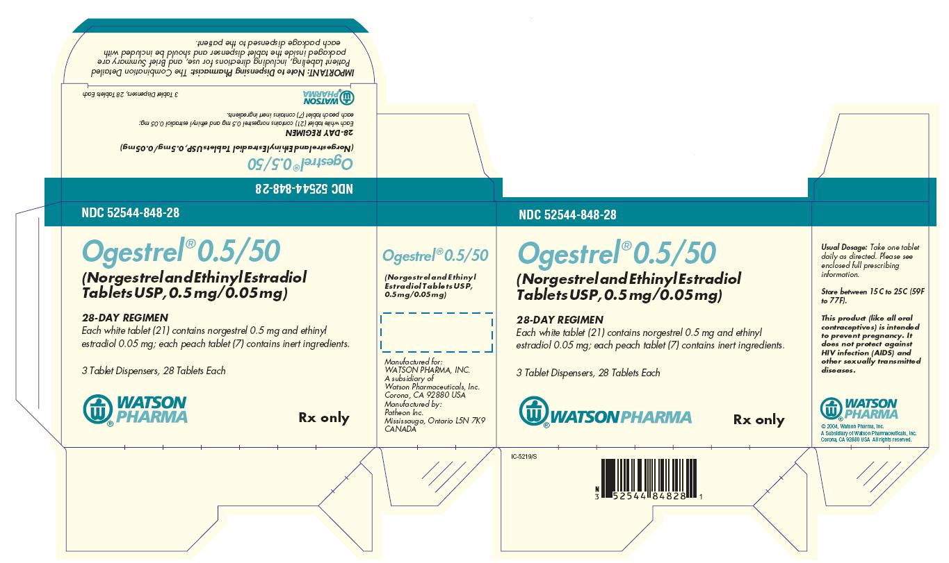 Ogestrel® (norgestrel and ethinyl estradiol tablets USP 0.5 mg/0.05 mg), 3 Dispensers; 28 Tablets Each Carton