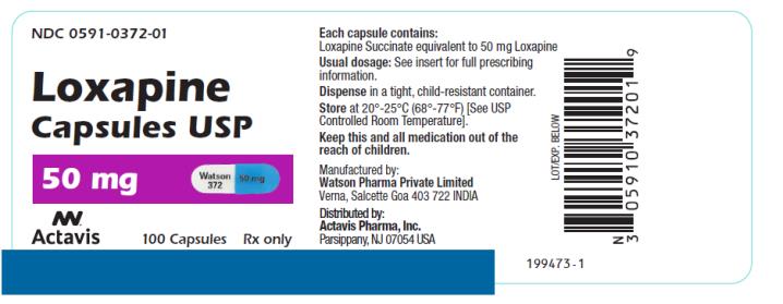 PRINCIPAL DISPLAY PANEL NDC 0591-0372-01 Loxapine Capsules USP 50 mg 100 Capsules Rx Only