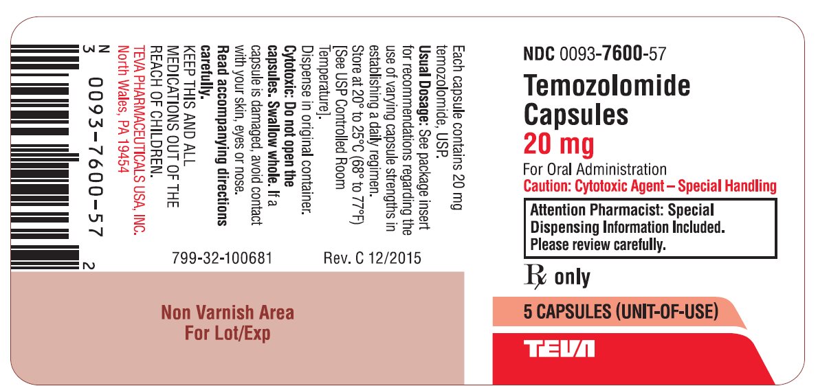 Temozolomide Capsules 20 mg 5s Label