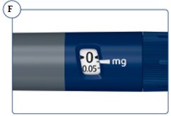 Figure F 1 marking on the dose counter equals 0.025.