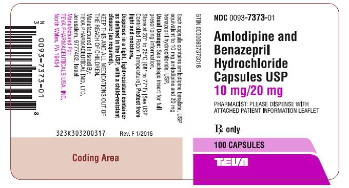 Amlodipine and Benazepril HCl Capsules USP 10 mg/20 mg 100s Label