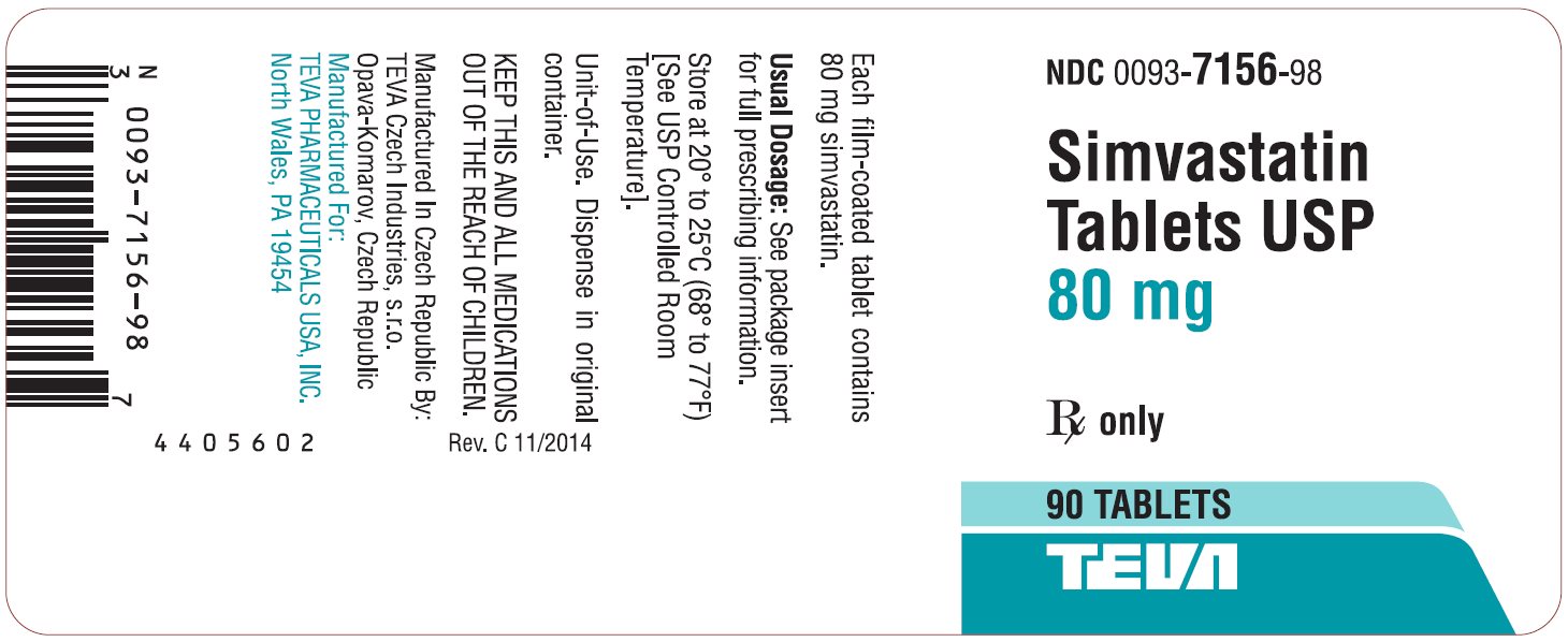 Simvastatin Tablets USP 80 mg 90s Label