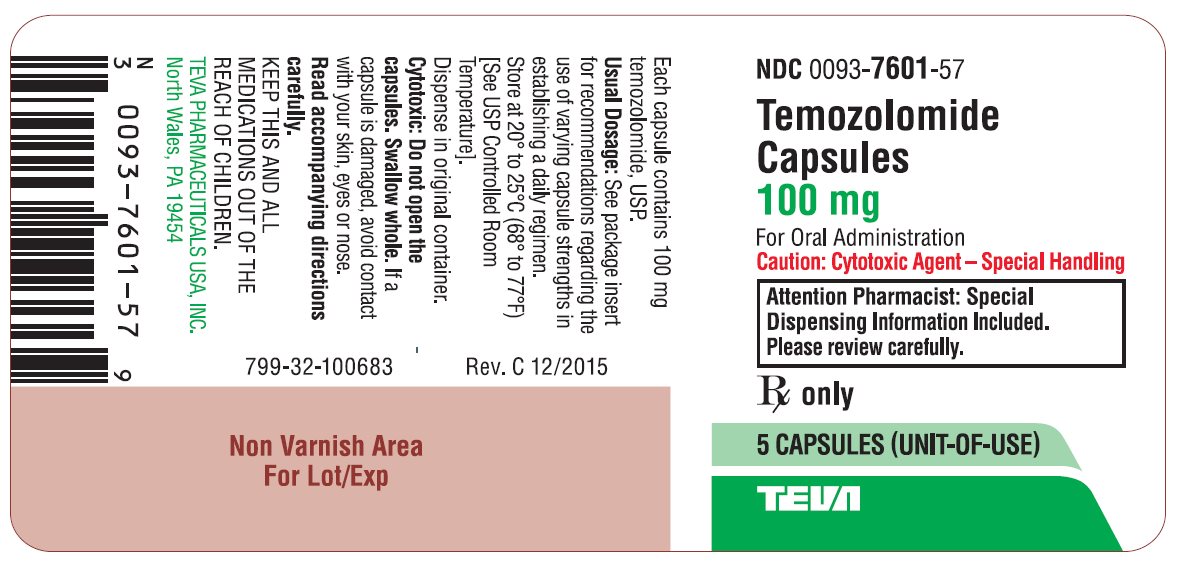 Temozolomide Capsules 100 mg 5s Label