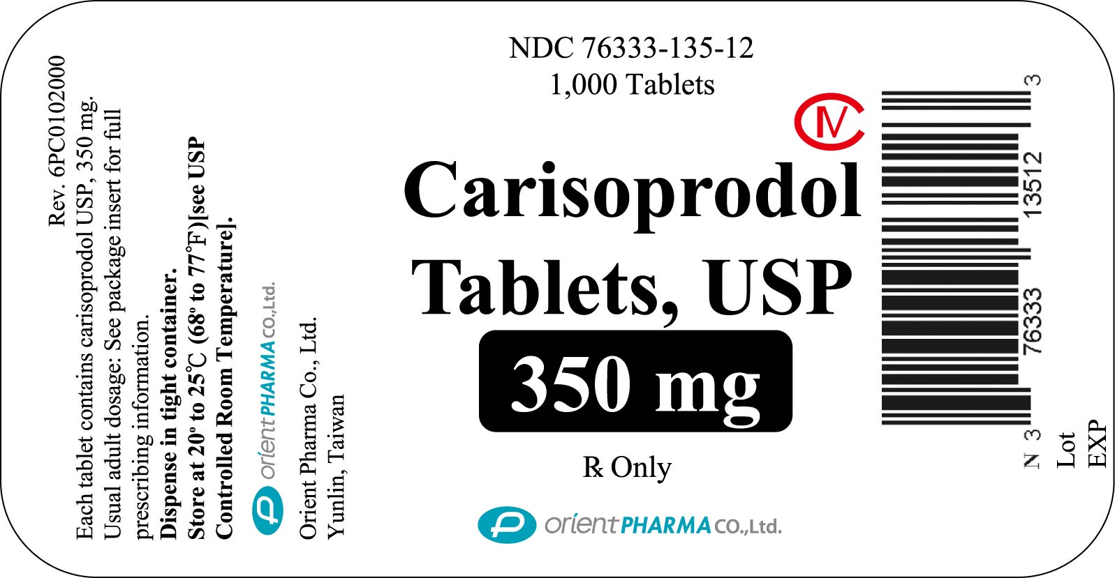 1,000 Tablets Bottle Label