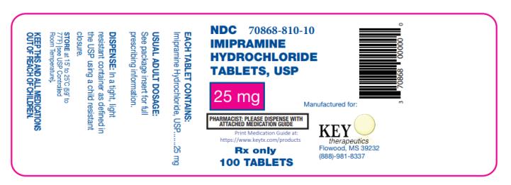 NDC 70868-810-10
IMIPRAMINE
HYDROCHLORIDE
TABLETS, USP
25 mg
Rx only 
100 TABLETS
