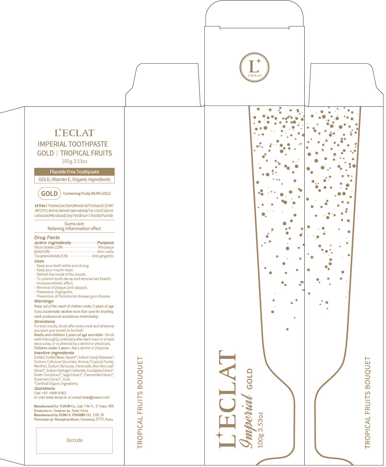 L'eclat Imperial Toothpaste | Silicon Dioxide, Xylitol, Tocopherol Acetate Paste, Dentifrice while Breastfeeding