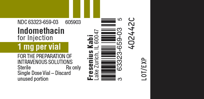 PACKAGE LABEL - PRINCIPAL DISPLAY - Indomethacin for Injection 1 mg Vial Label
