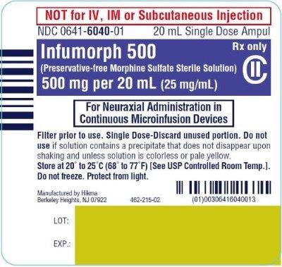 INFUMORPH 500 (Preservative-free Morphine Sulfate Solution) CII 500 mg/20 mL (25 mg/mL) 20 mL Ampul Ampul Label