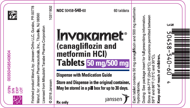 PRINCIPAL DISPLAY PANEL - 50 mg/500 mg Tablet Bottle Label - 540