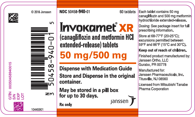 PRINCIPAL DISPLAY PANEL - 50 mg/500 mg Tablet Bottle Label - 940
