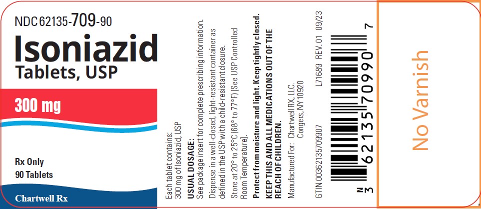 Isoniazid Tablets, USP 300 mg- NDC 62135-709-90 -90s Bottle Label
