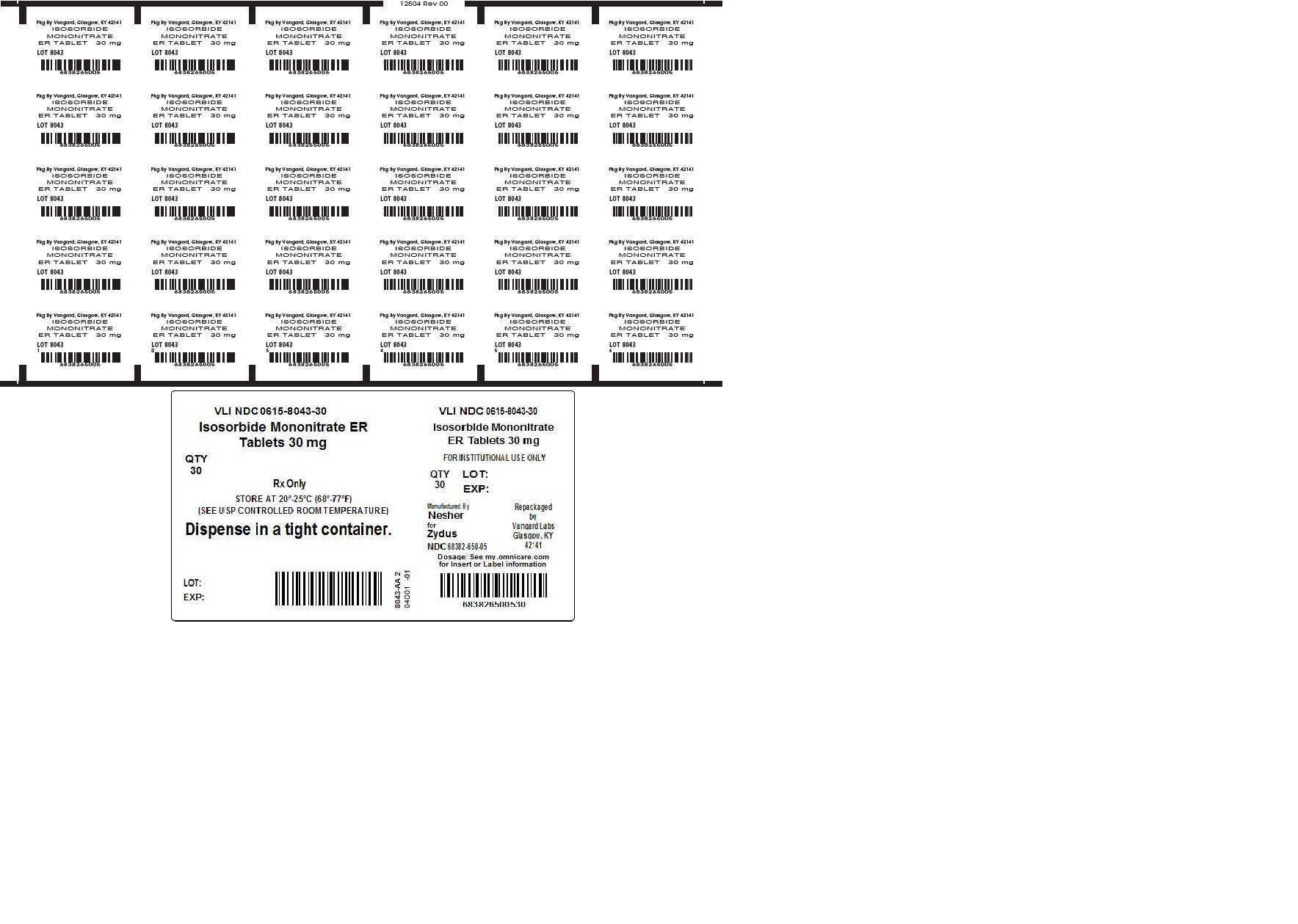 Isosorbide Mononitrate ER 30mg bingo card label