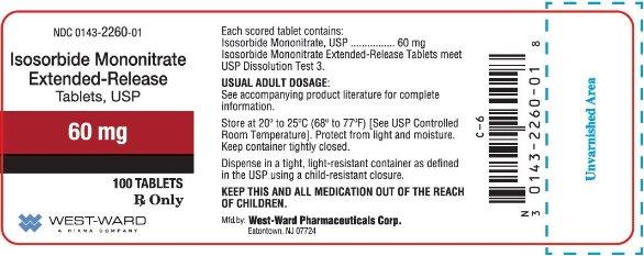 NDC 0143-2260-01 Isosorbide Mononitrate Extended-Release Tablets, USP 60 mg 100 Tablets Rx Only