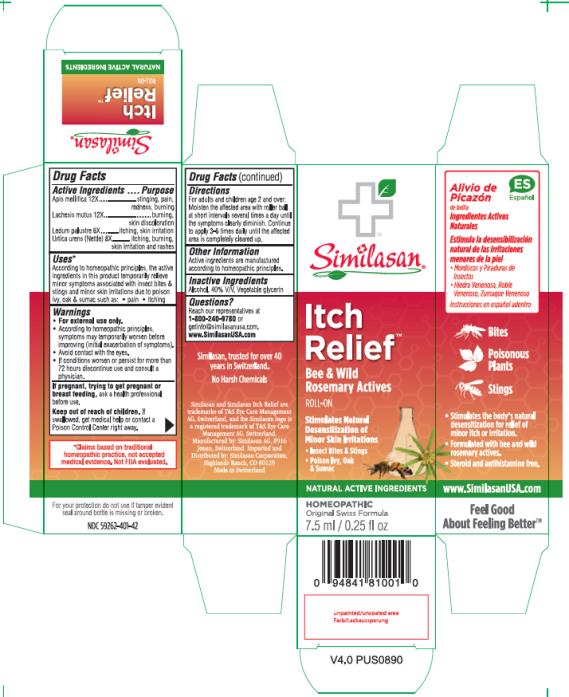 Similasan®
Itch Relief  
ROLL-ON
7.5 mL/0.25 fl oz
