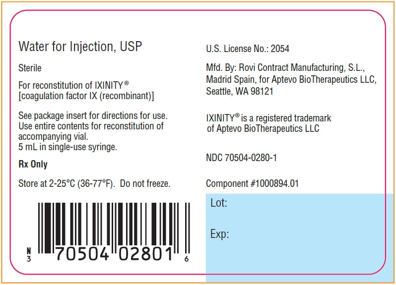 Water for Injection 5 mL Single-Use Syringe Label