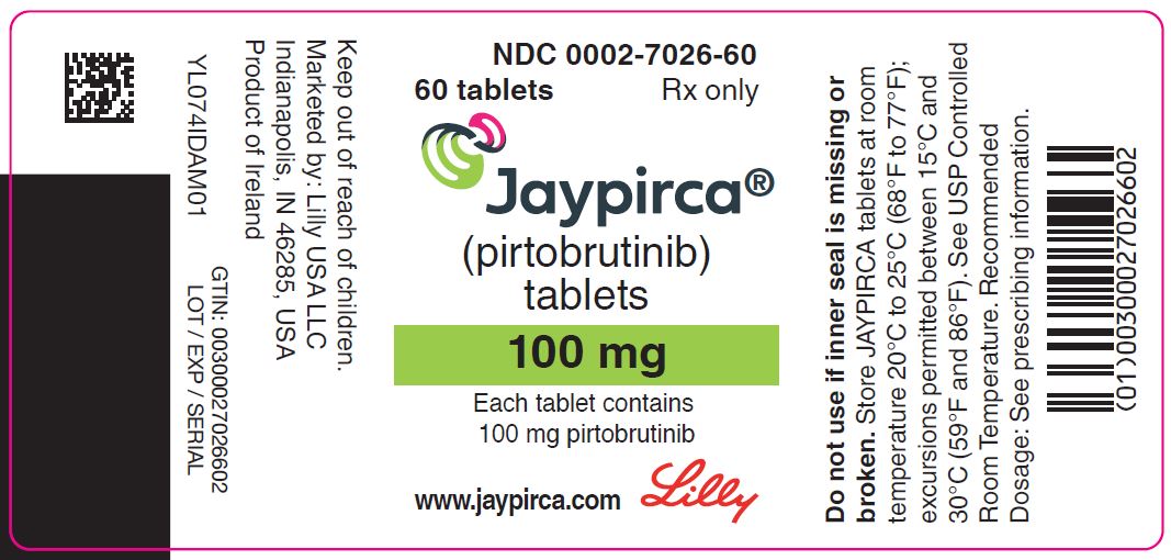 PACKAGE LABEL – JAYPIRCA 100 mg Tablets, 30 count bottle

