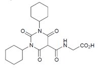 N [(1,3 dicyclohexylhexahydro-2,4,6-trioxopyrimidin-5-yl) carbonyl]glycine chemical structure
