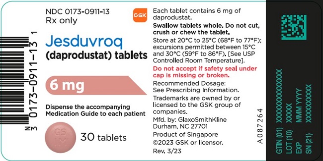 Jesduvroq 6 mg tablet 30 count label