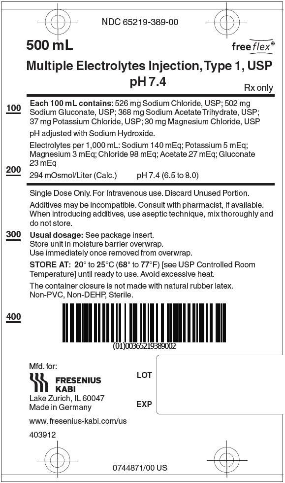 PACKAGE LABEL - PRINCIPAL DISPLAY – Multiple Electrolytes Injection, Type 1, USP pH 7.4 500 mL Bag Label
