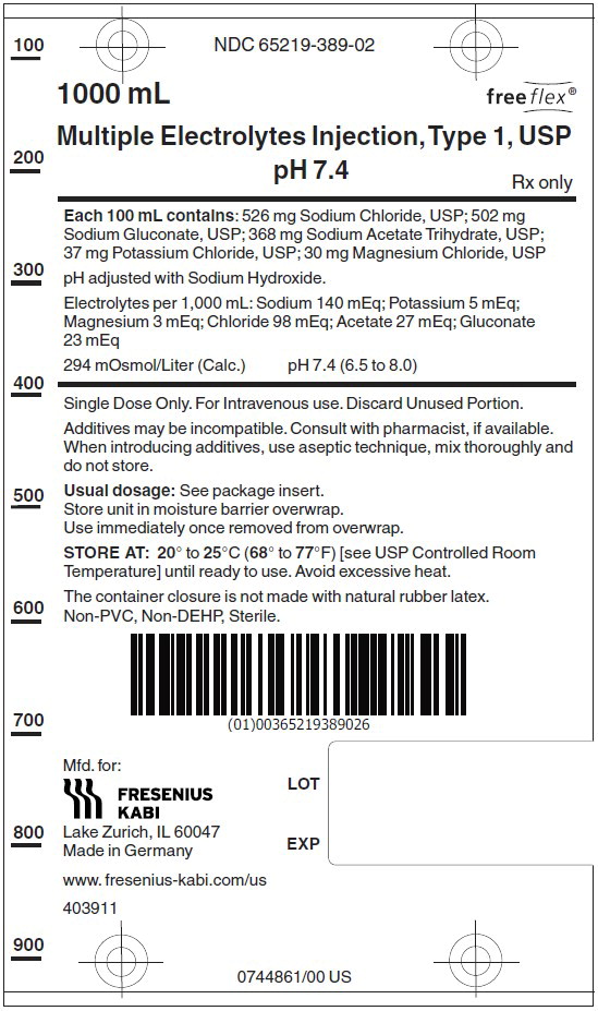 PACKAGE LABEL - PRINCIPAL DISPLAY – Multiple Electrolytes Injection, Type 1, USP pH 7.4 1000 mL Bag Label
