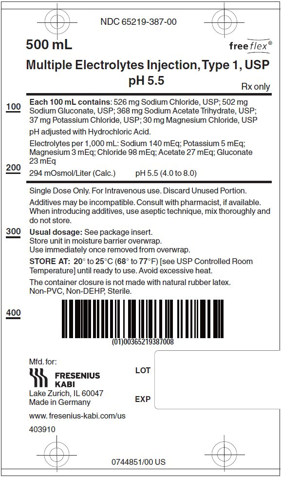 PACKAGE LABEL - PRINCIPAL DISPLAY – Multiple Electrolytes Injection, Type 1, USP pH 5.5 500 mL Bag Label
