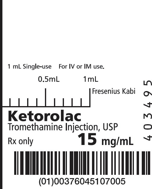 PACKAGE LABEL - PRINCIPAL DISPLAY - Ketorolac Tromethamine  1 mL Syringe Label

