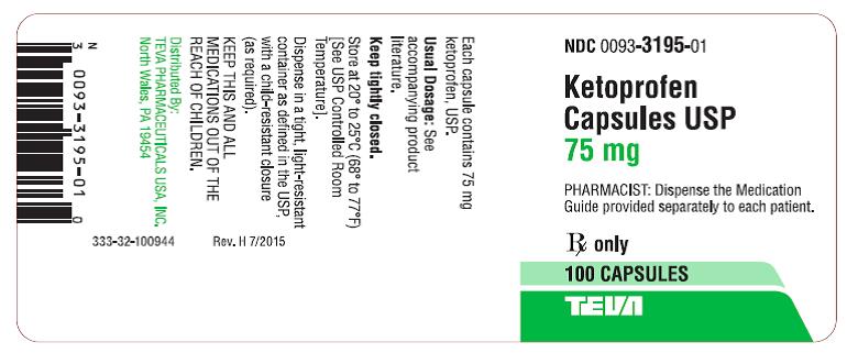Ketoprofen Capsules USP 75 mg 100s Label