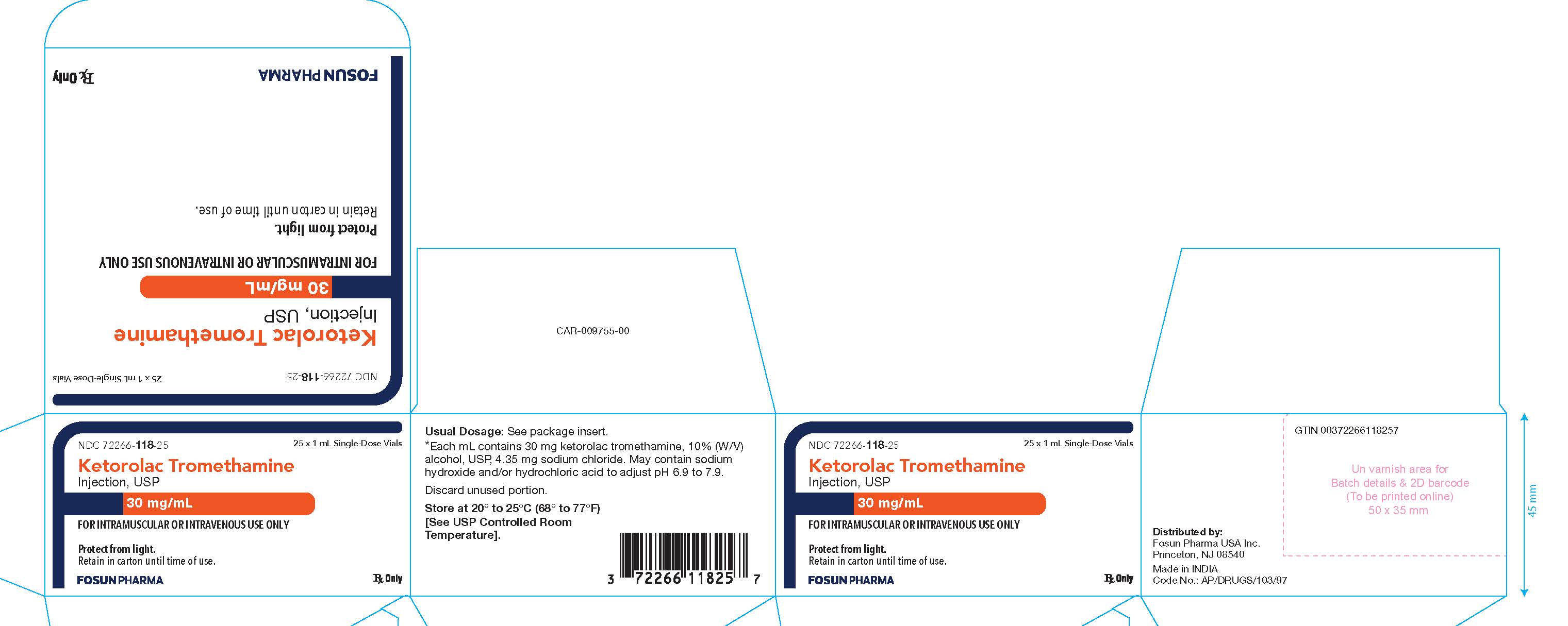 Ketorolac Carton Label 30 mg/mL