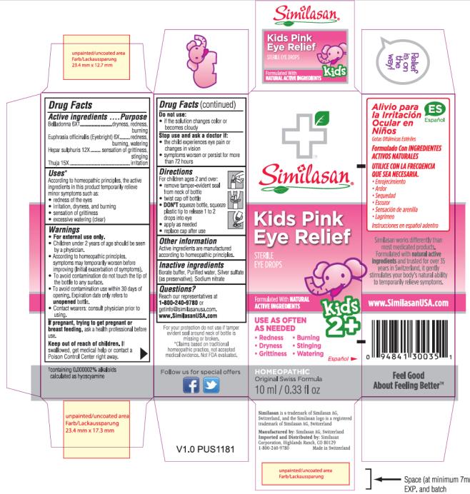 PRINCIPAL DISPLAY PANEL

Similasan
Kids 
Pink Eye
Relief
STERILE EYE DROPS
10 ml / 0.33 fl oz
