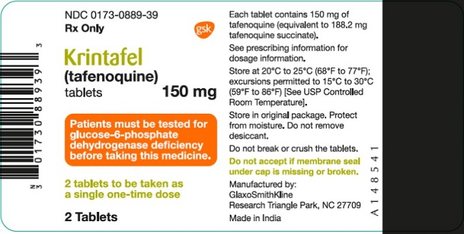 Krintafel 150 mg 2 count label