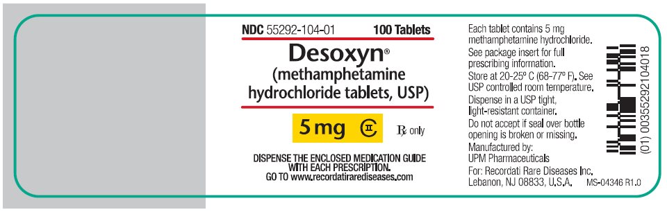 Desoxyn (methamphetamine hydrochloride tablets, USP) 5 mg label