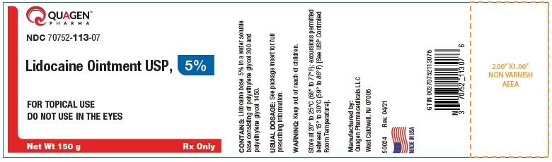 Lidocaine Ointment USP, 5% - 150g Label