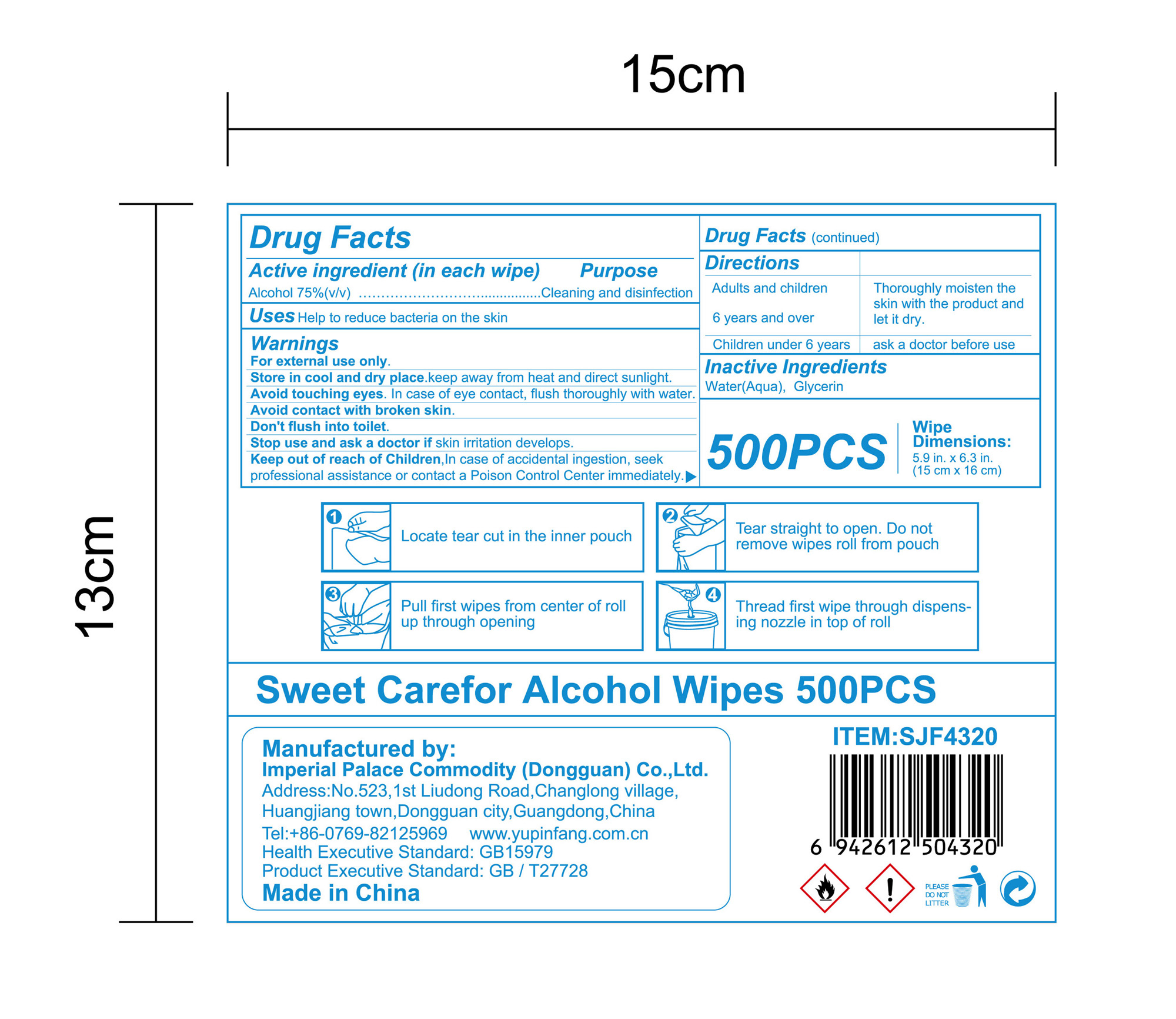 label-500 wipes inner package